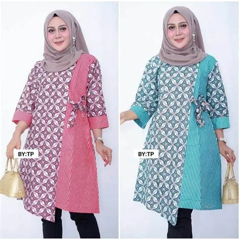 Model Tunik Batik Kombinasi Polos Terbaru 2020 Desain Mewah Dan Modern ...