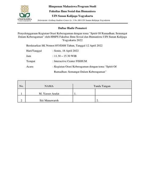 Presensi Pemateri | PDF