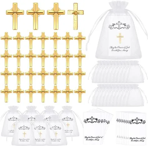 Amazon.com: Zeyune 50 Sets Cross Pins Gifts Gold Cross Pins Bulk Cross ...