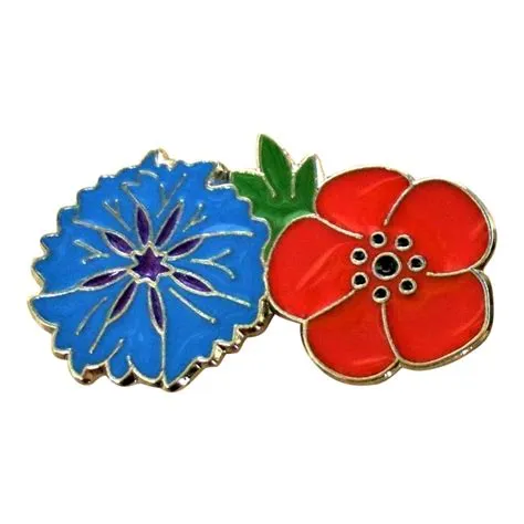 1914-Allies-1918 Lapel Pin, National Symbols the Poppy & Le Bleuet ...