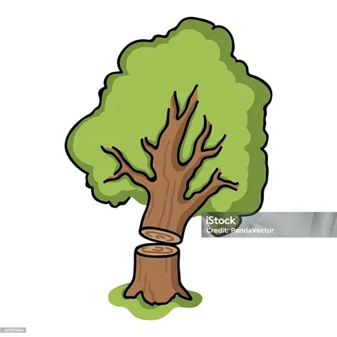 Ikon Pohon Tumbang Dalam Gaya Kartun Terisolasi Pada Latar Belakang ...