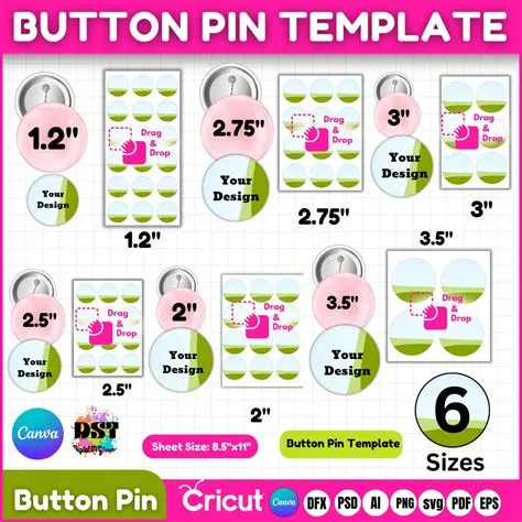 Button Pin Template Bundle, Button Pin Svg, Pin Button Svg, Sublimation ...