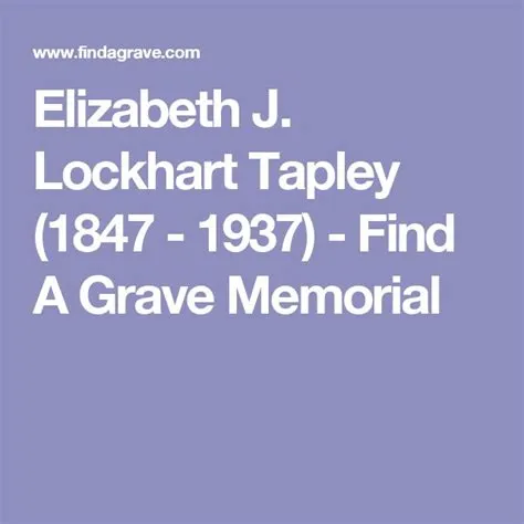 Elizabeth J. Lockhart Tapley (1847 - 1937) - Find A Grave Memorial ...