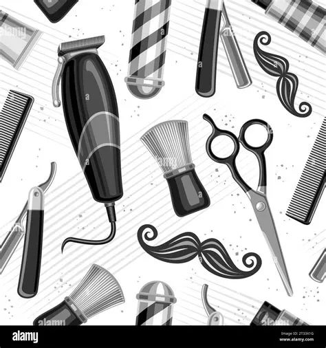 Vector Barbershop Seamless Pattern, repeating background with ...