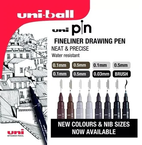 Caneta Nanquim Uni Pin Uni-ball Kit C/ 8 Novas Cores | Shopee Brasil