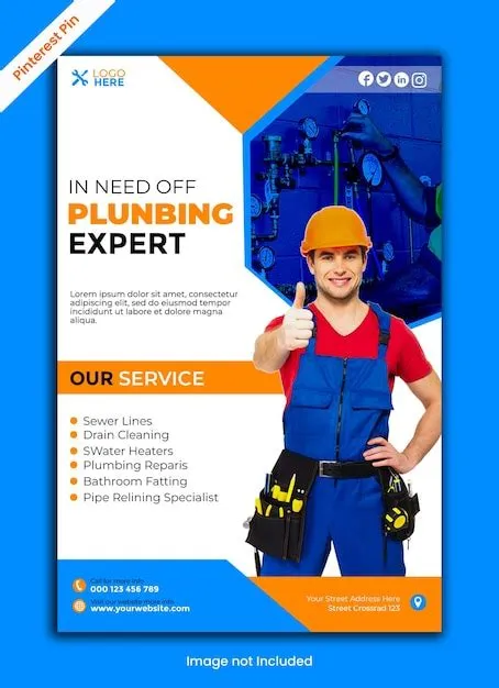 Premium PSD | Plumbing pinterest pin psd template
