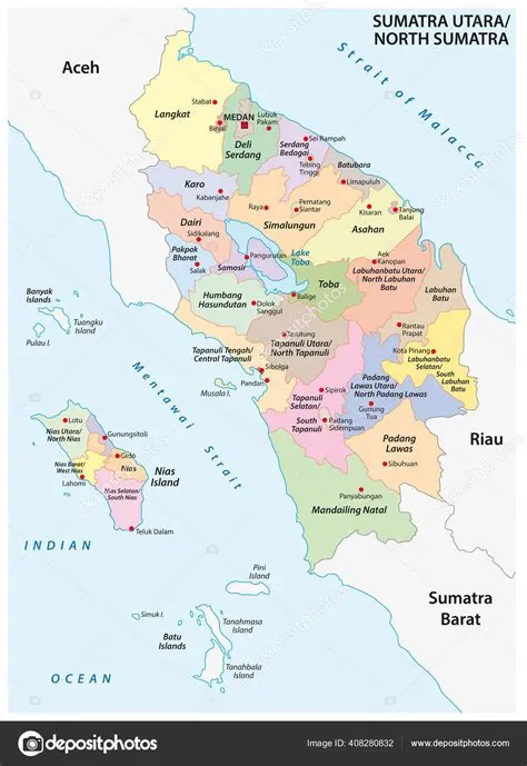 Peta Vektor Administratif Provinsi Sumatera Utara Sumatra Indonesia ...