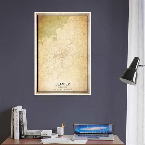 Vintage Jember Indonesia Map Poster, Jember City Road Wall Art Print ...