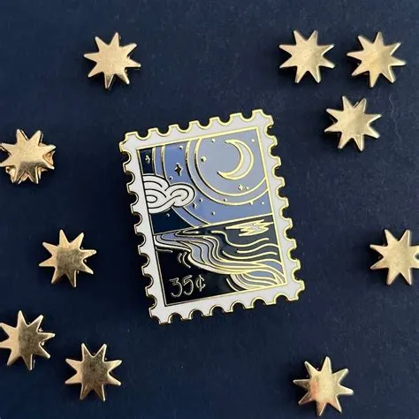 Serene Shore Postage Stamp Enamel Pin / Lapel Pin / Ocean Pin - Etsy