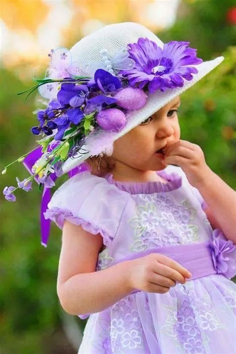 by Sue Uhlar Patella on PURPLE | Girl with hat, Easter hat parade ...