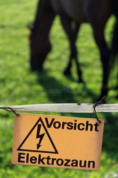 Vertical Shot of a Sign Warning of the Presence of Electrical Fencing ...