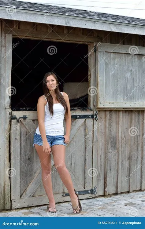 Beautiful Young Country Girl on Farm Stock Image - Image of relaxed ...
