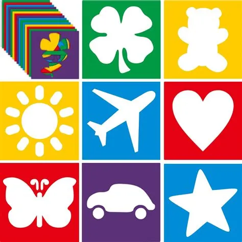 24 Piece Primary Style Kids Stencils Set - Large Washable Geometric and ...