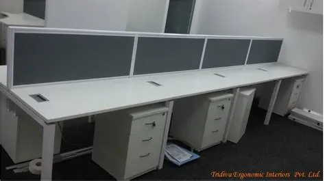 Straight Workstation: Panel Based System with Concealed Wire Management