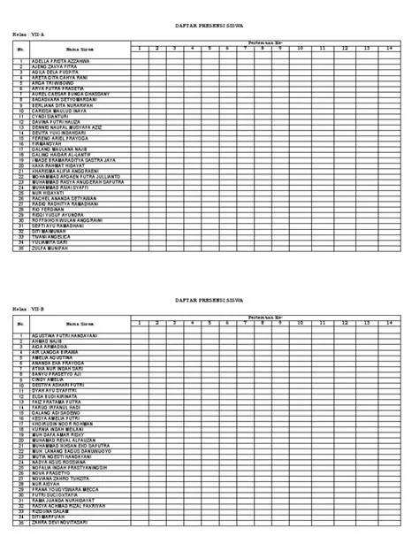 Daftar Presensi Siswa | PDF