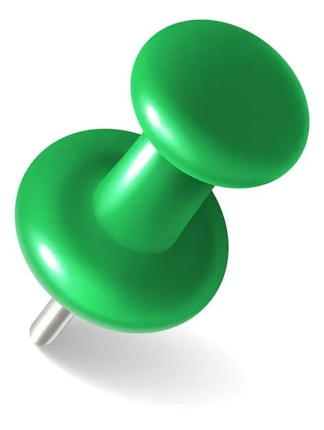 Premium Vector | Green paper attach Plastic realistic push pin