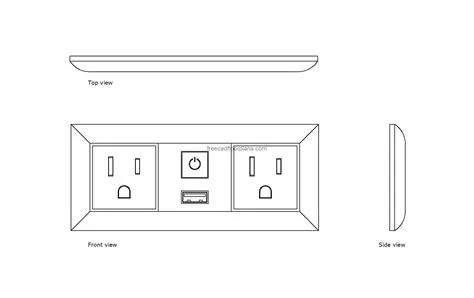 Outlet And USB Power Socket, AutoCAD Block - Free Cad Floor Plans
