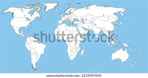 Large Blank World Map Oceans Marked Stock Vector (Royalty Free ...