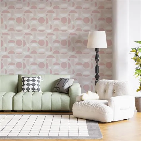 Mid-Century Modern Pink Bedroom Wallpaper - Removable Peel and Stick ...