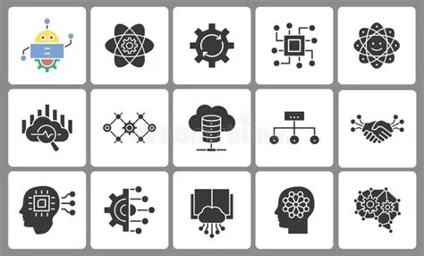 Machine Learning Icon Set. Illustrations Isolated on White Stock ...
