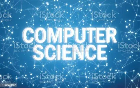 Computer Science On Digital Interface And Blue Network Background Stock ...