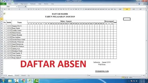 Cara Membuat Daftar Absen untuk 1 Bulan di Excel (Panduan Lengkap ...