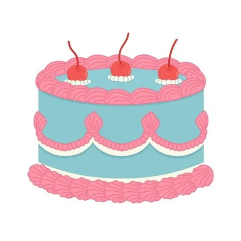 Cake with cream and cherries in retro style. Hand drawn trendy vector ...