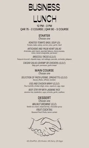 Business lunch MENU