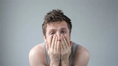 Scared Caucasian Guy Shivering from Fear, Looking Afraid and Insecure ...