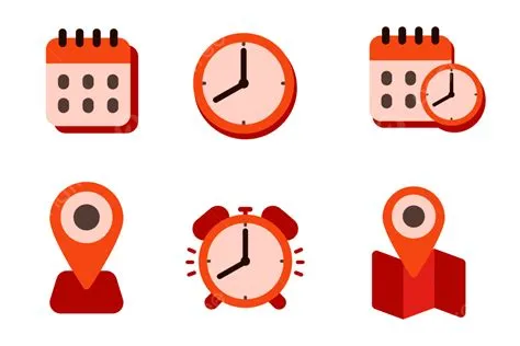 Set Ikon Waktu Dan Tempat Dengan Gaya Datar, Waktu, Tempat, Ikon PNG ...