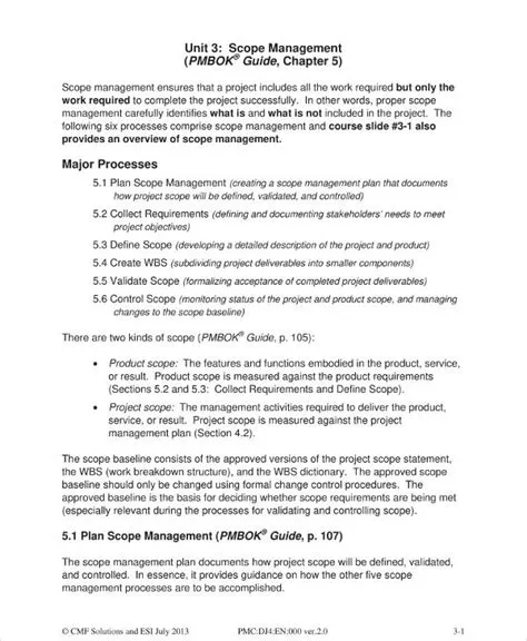 Scope Management Plan - 18+ Examples, Format, How to Create, Pdf