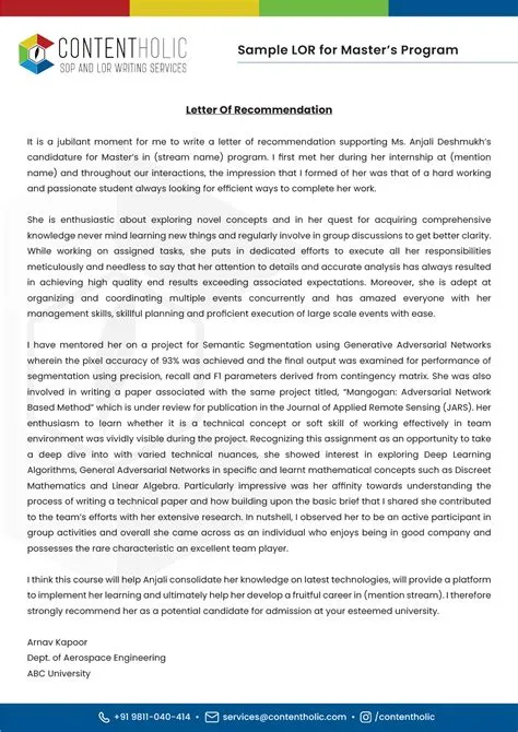 Academic LOR Samples, Formats, and Examples in 2025-26