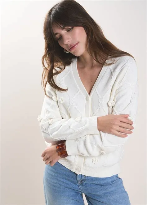 Twisted cotton cardigan with floral pattern – Sud Express