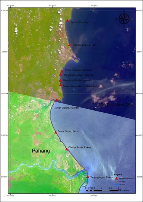 SPOT 5 Imageries of Pantai Cherating, Kuantan until Tanjung Agas ...