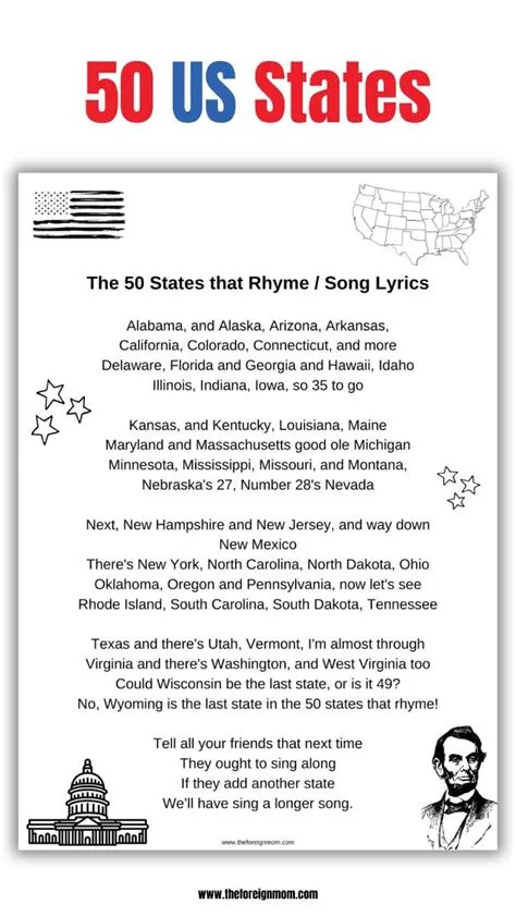 Sing Your Way Across America: The 50 States That Rhyme Song Lyrics