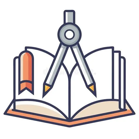 Compass and Book Illustration for Education, Architecture, and Design ...