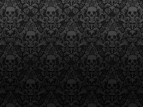 Black Skull Damask Wallpaper