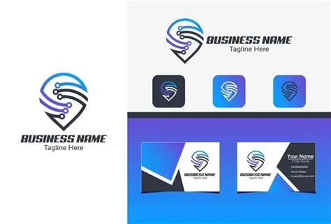 Premium Vector | Pin tech logo icon vector with business card concept