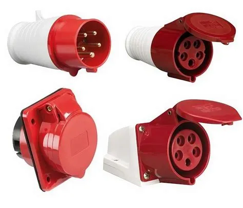 Red 415V 32 AMP 5 Pin Industrial Plug Or Sockets Ip44 3 Phase 3P NE ...