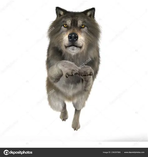 Gray Wolf Jumping