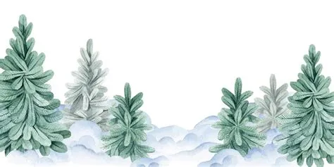 watercolor seamless border, frame with winter christmas landscape. fir ...