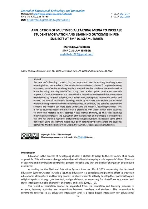 (PDF) APPLICATION OF MULTIMEDIA LEARNING MEDIA TO INCREASE STUDENT ...