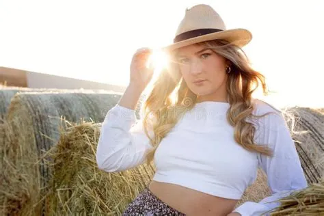 A Beautiful Country Woman with a Sunhat Stock Photo - Image of ...
