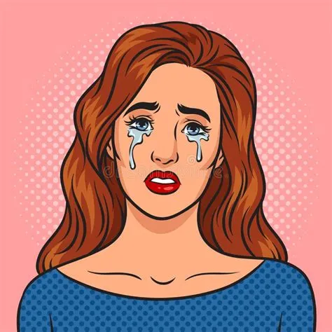 Crying Woman Pinup Pop Art Raster Illustration Stock Illustration ...