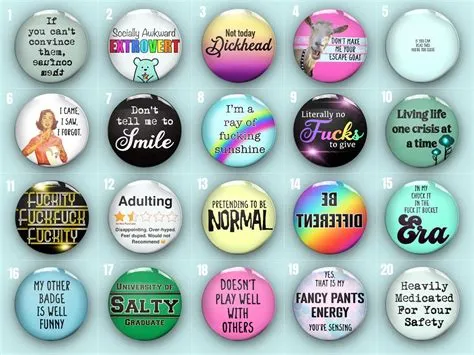 Slogan Pin Badges, Choose From 20 Silly, Sarcastic, Statement Designs ...