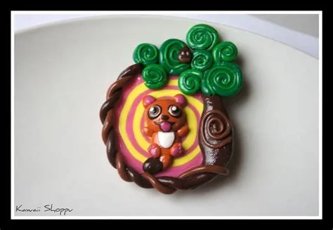 kawaii squirrel under the tree pins fimo pins - Gioielli - Spille ...