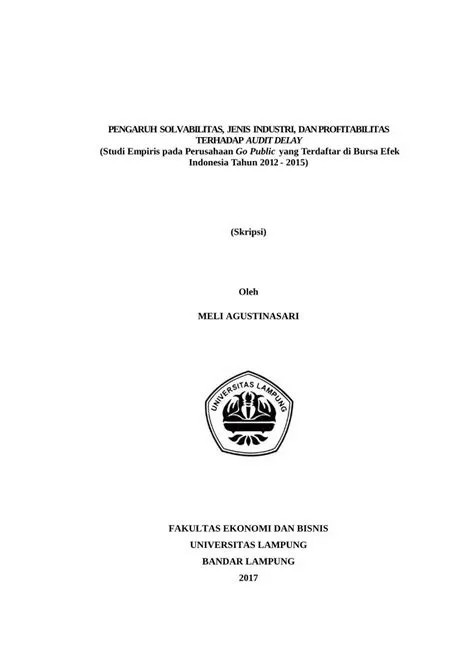 (PDF) PENGARUH SOLVABILITAS, JENIS INDUSTRI, DAN …digilib.unila.ac.id ...