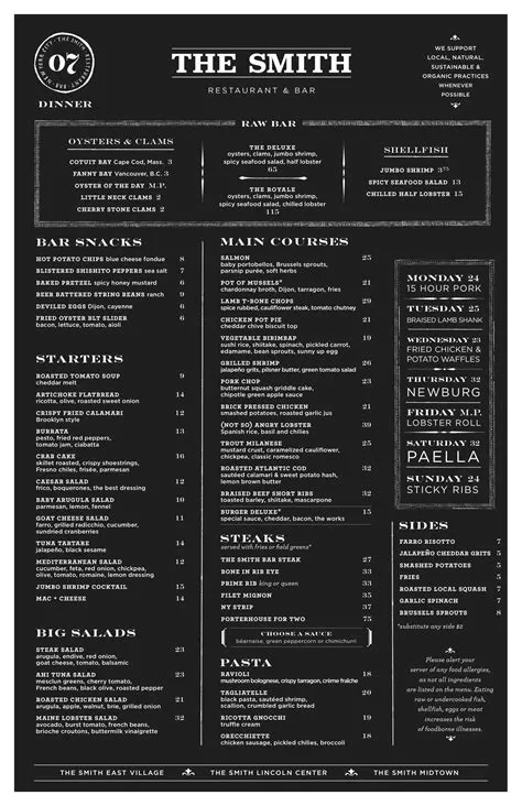 Unveiling The Diverse World Of The Smith Dinner Menu