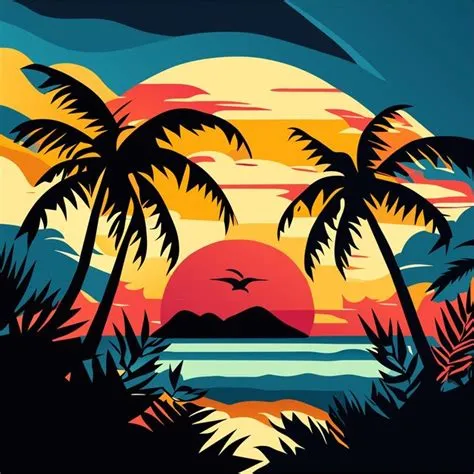 Premium Vector | Cute sunset background