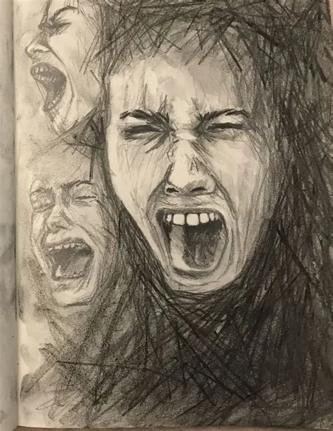 Scared Face Drawing, Screaming Drawing, Cry Drawing, Face Drawing ...